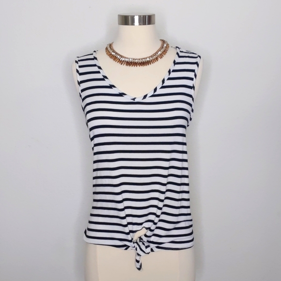 Green Envelope Los Angels Tank Striped black and white size Medium Knot … - Picture 1 of 5
